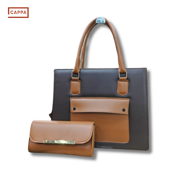 Classic Two-Tone Tote & Wallet Set