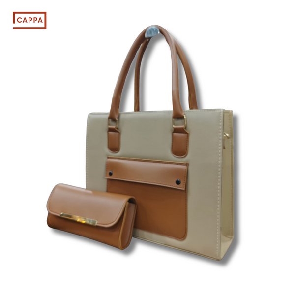 Classic Two-Tone Tote & Wallet Set