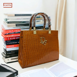 Dior Inspired Croc-Textured Elegant Handbag