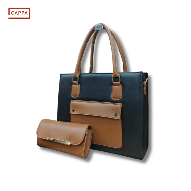 Classic Two-Tone Tote & Wallet Set