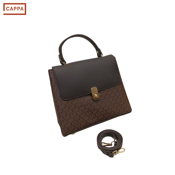 Cappa Navy Monogram Flap Satchel